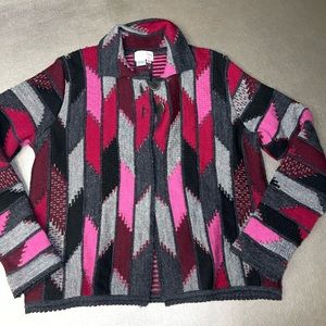 Cherry Lewis Womens Abstract Design Wool Blend Cardigan Sweater England Large
